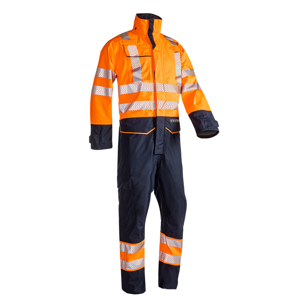 Aksdal Hi-vis rain coverall with ARC protection (Orange or Yellow) APTV 9.1 cal/cm²