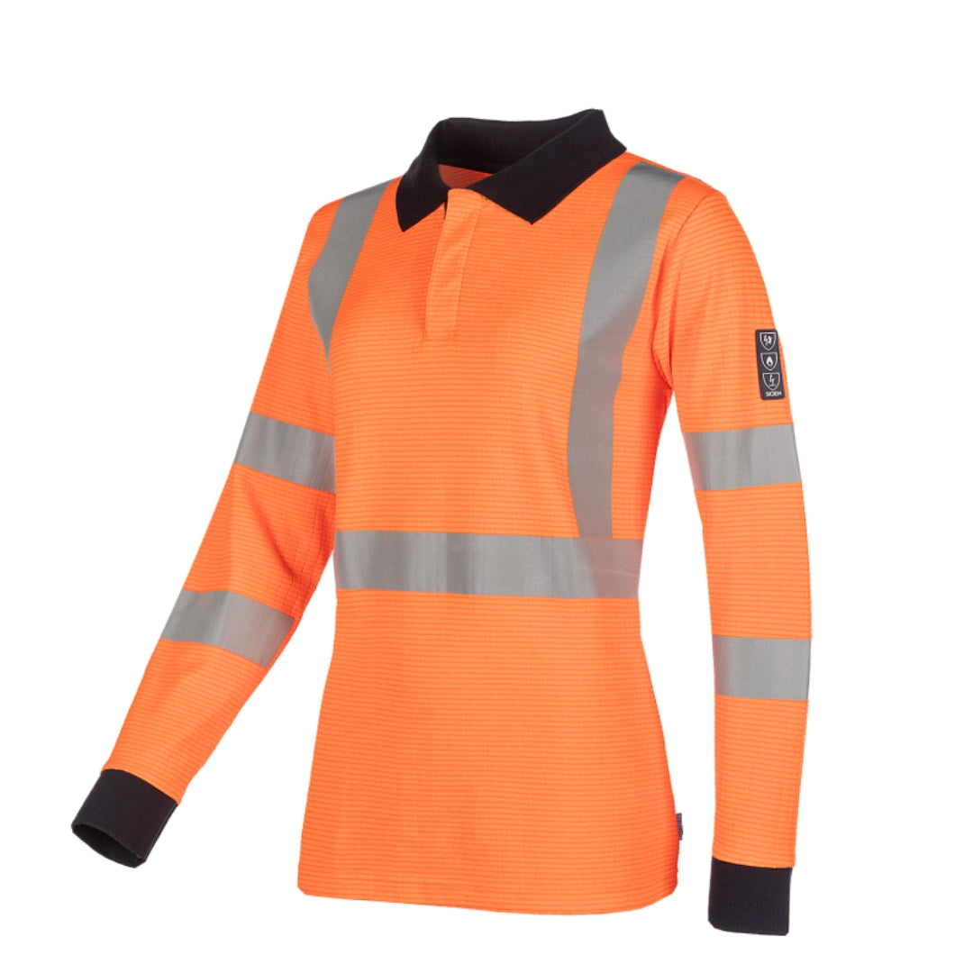 Amelia Orange Ladies hi-vis polo shirt with Arc protection ATPV 5,5 cal/cm²