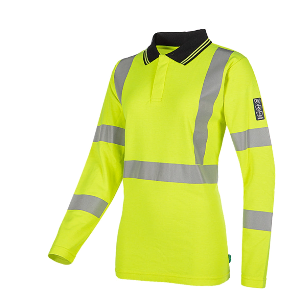 Augustine Yellow Ladies hi-vis polo shirt with ARC protection EBT 6,6 cal/cm²