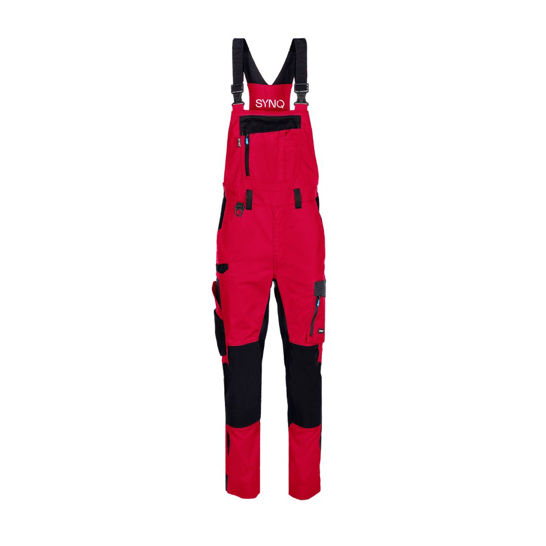 SYNQ® Qombi Bib & brace, stretch zones - Colours Khaki green/Black & Red/Black