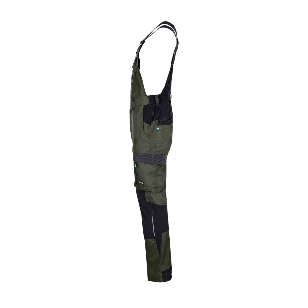 SYNQ® Qombi Bib & brace, stretch zones - Colours Khaki green/Black & Red/Black