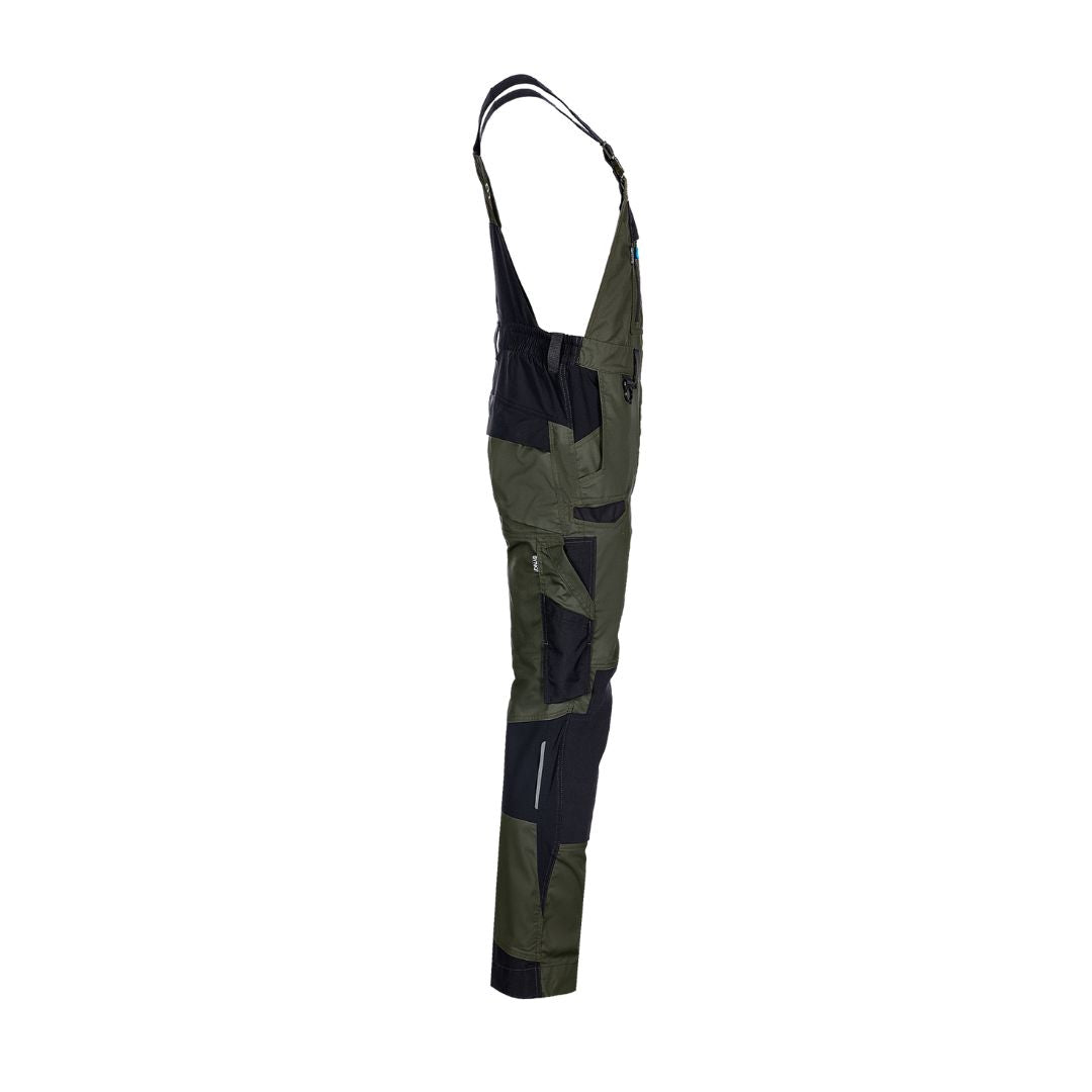SYNQ® Qombi Bib & brace, stretch zones - Colours Khaki green/Black & Red/Black