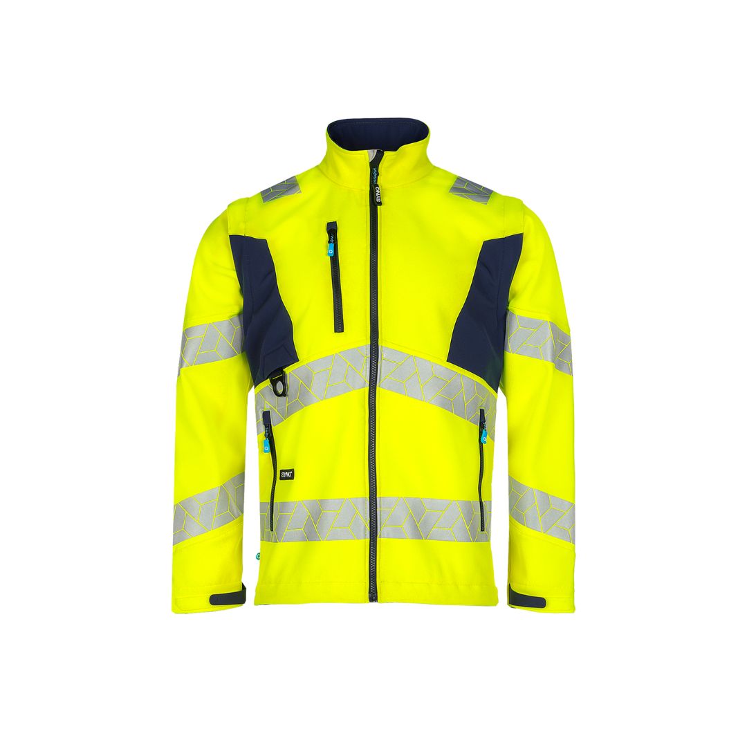 SYNQ® Ledstart High-vis softshell jacket, detachable sleeves