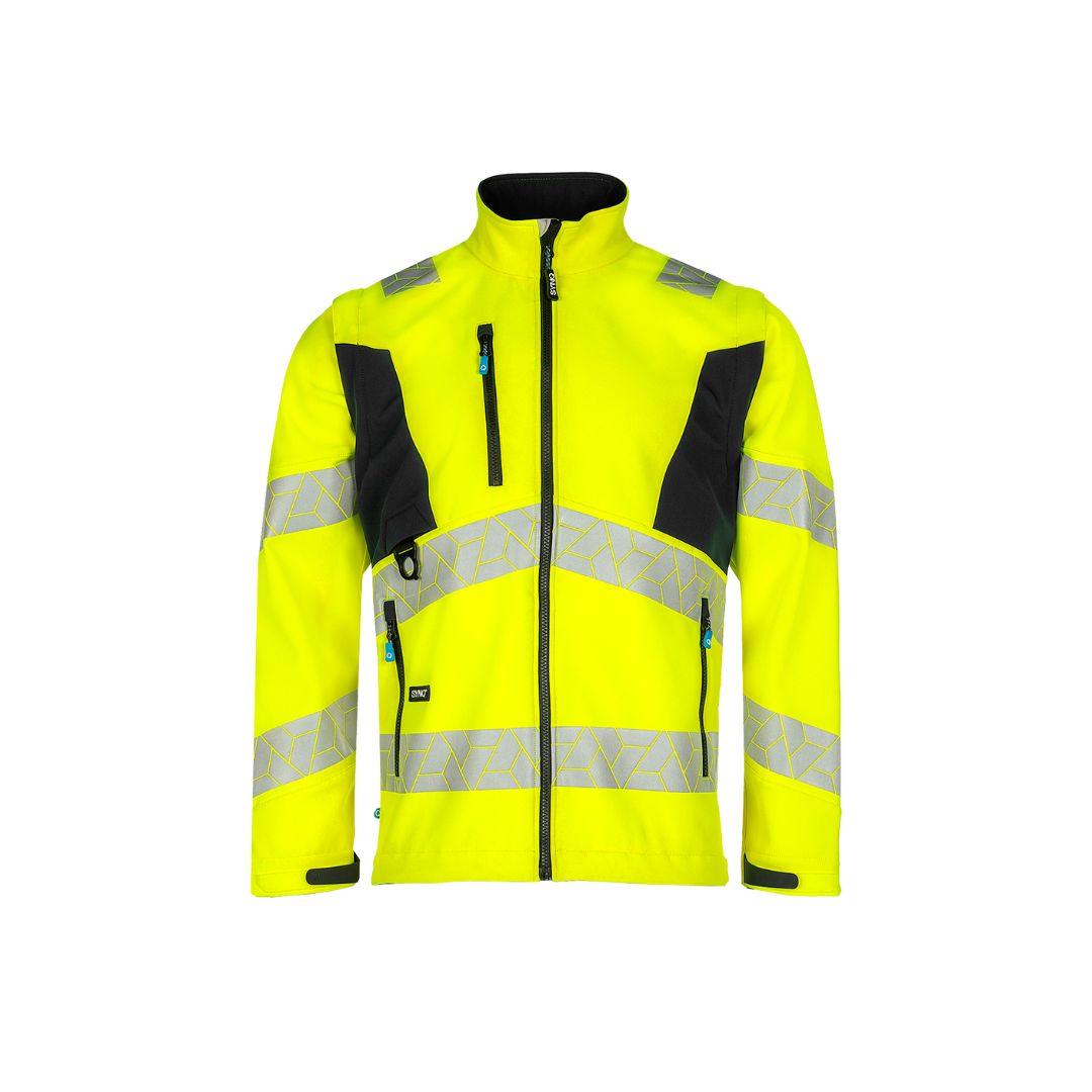 SYNQ® Ledstart High-vis softshell jacket, detachable sleeves