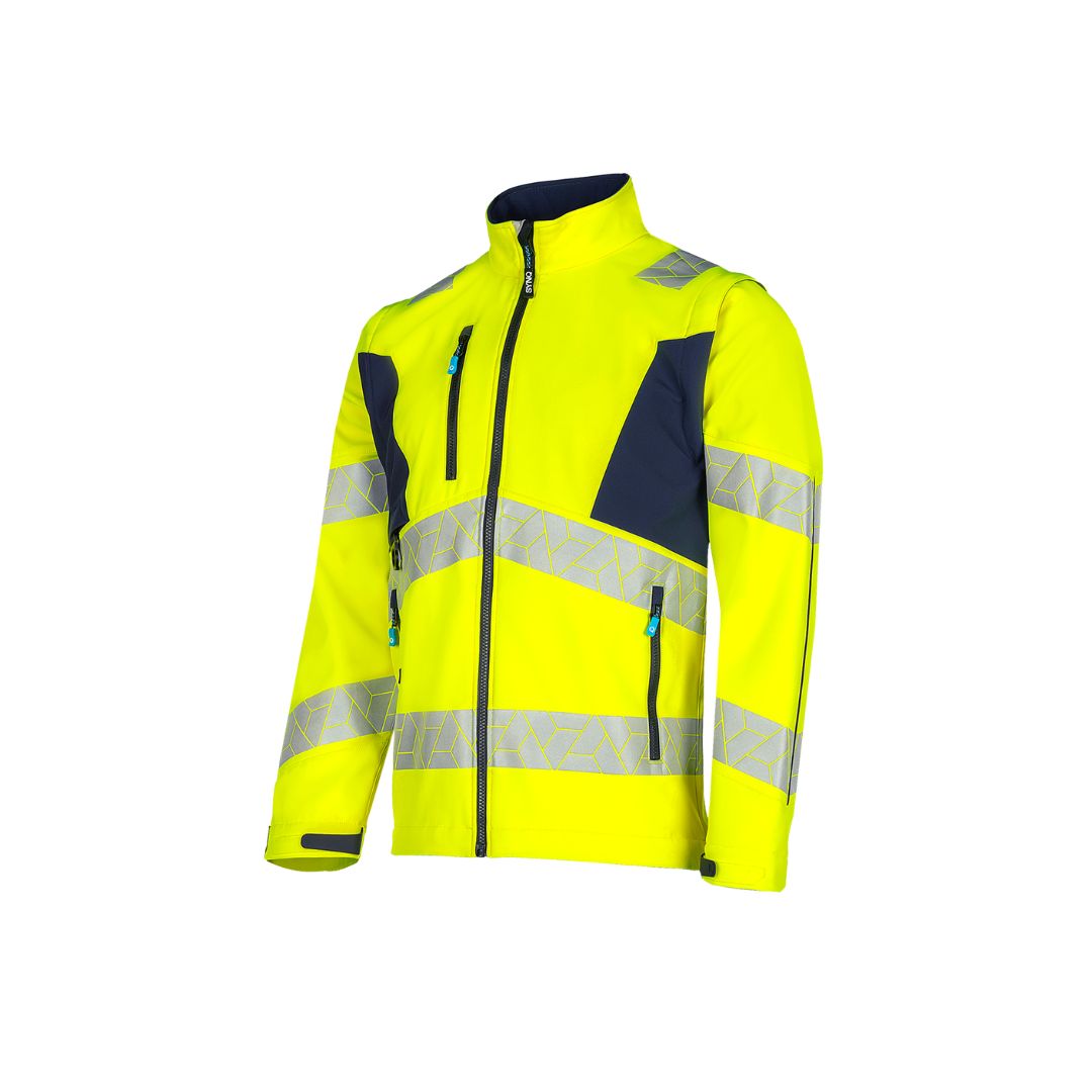 SYNQ® Ledstart High-vis softshell jacket, detachable sleeves