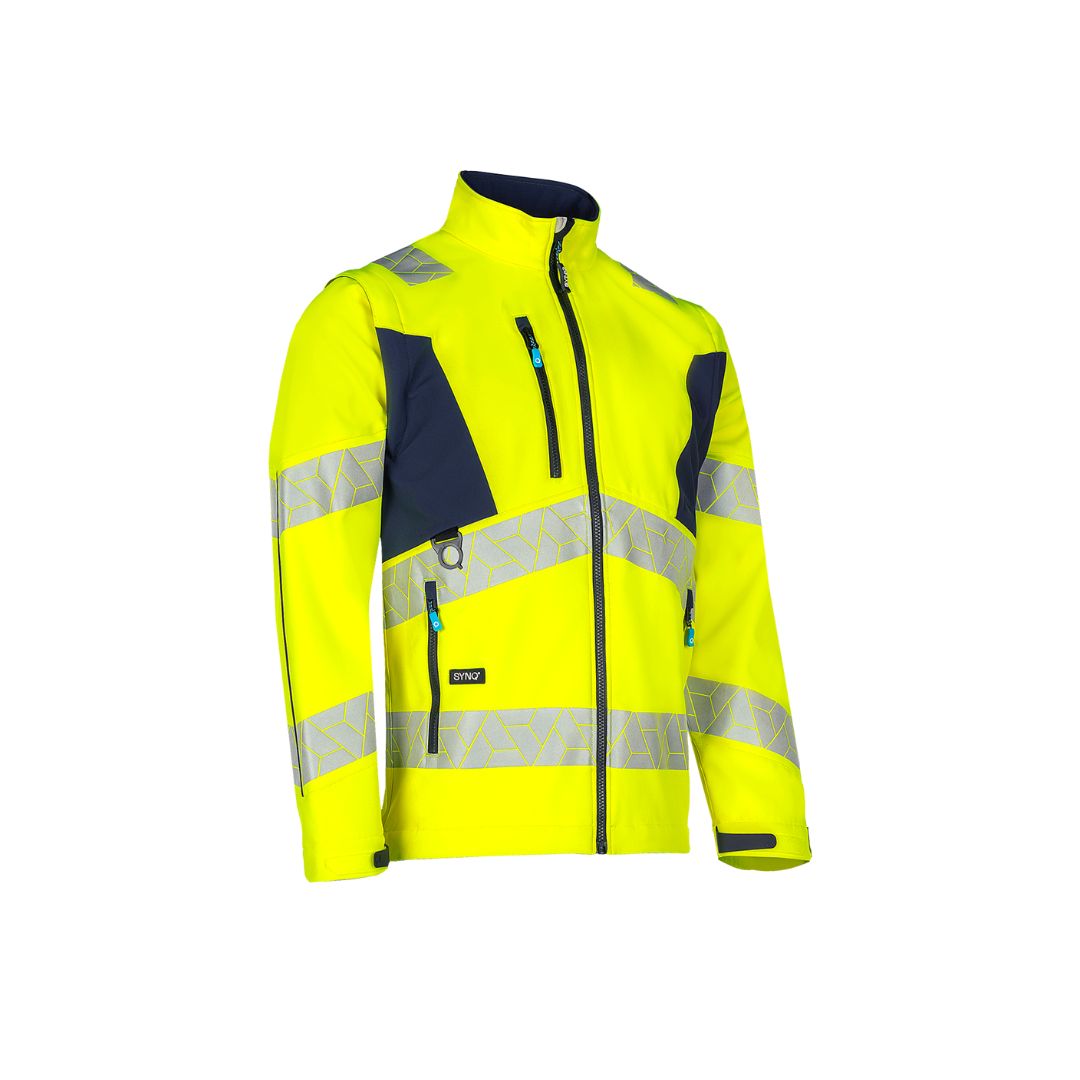 SYNQ® Ledstart High-vis softshell jacket, detachable sleeves