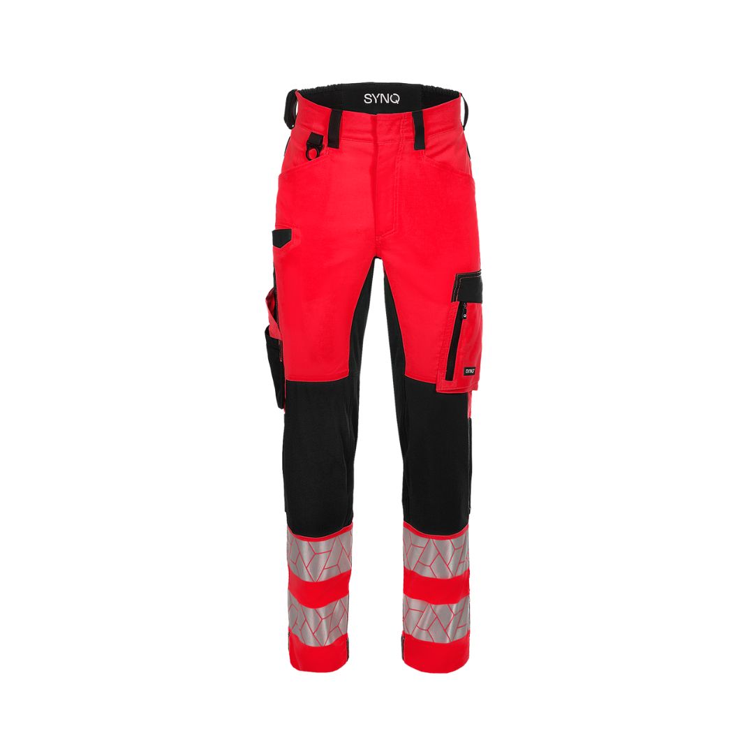 SYNQ® Nopaque - Knee pocket trousers, stretch zones, high-vis class 2, Red or Orange option