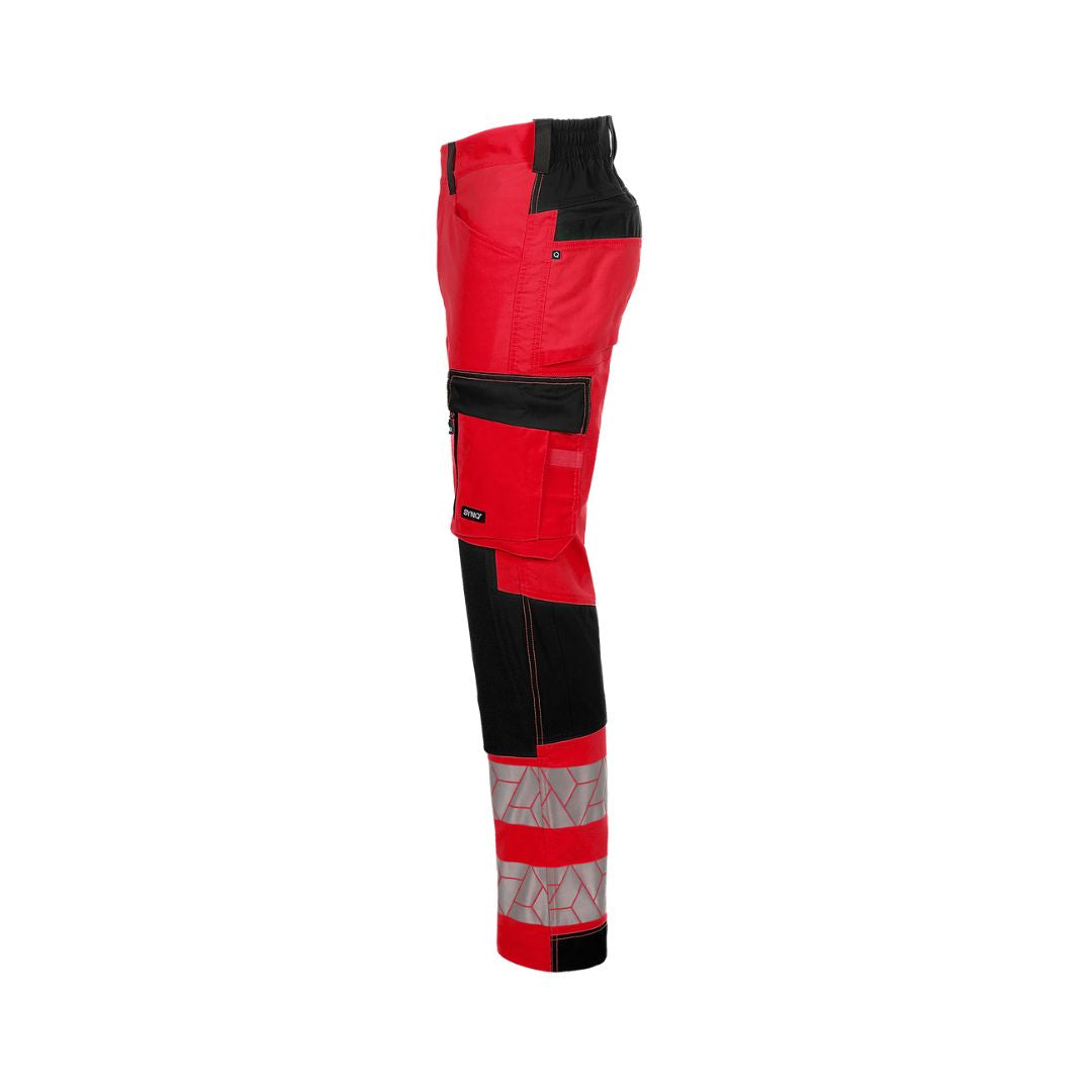 SYNQ® Nopaque - Knee pocket trousers, stretch zones, high-vis class 2, Red or Orange option