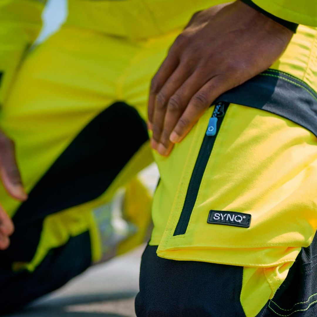SYNQ® Nopaque - Knee pocket trousers, stretch zones, high-vis class 2, Red or Orange option