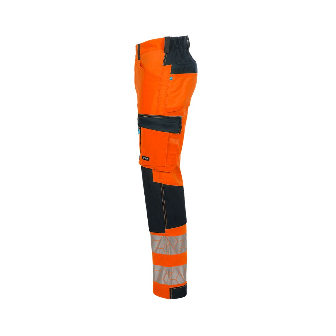 SYNQ® Nopaque - Knee pocket trousers, stretch zones, high-vis class 2, Red or Orange option