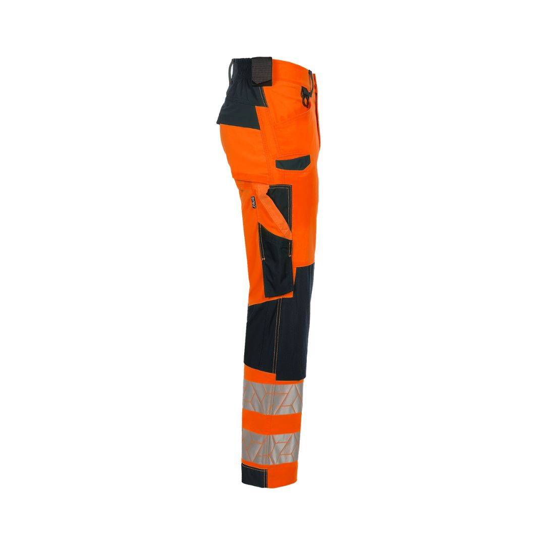 SYNQ® Nopaque - Knee pocket trousers, stretch zones, high-vis class 2, Red or Orange option
