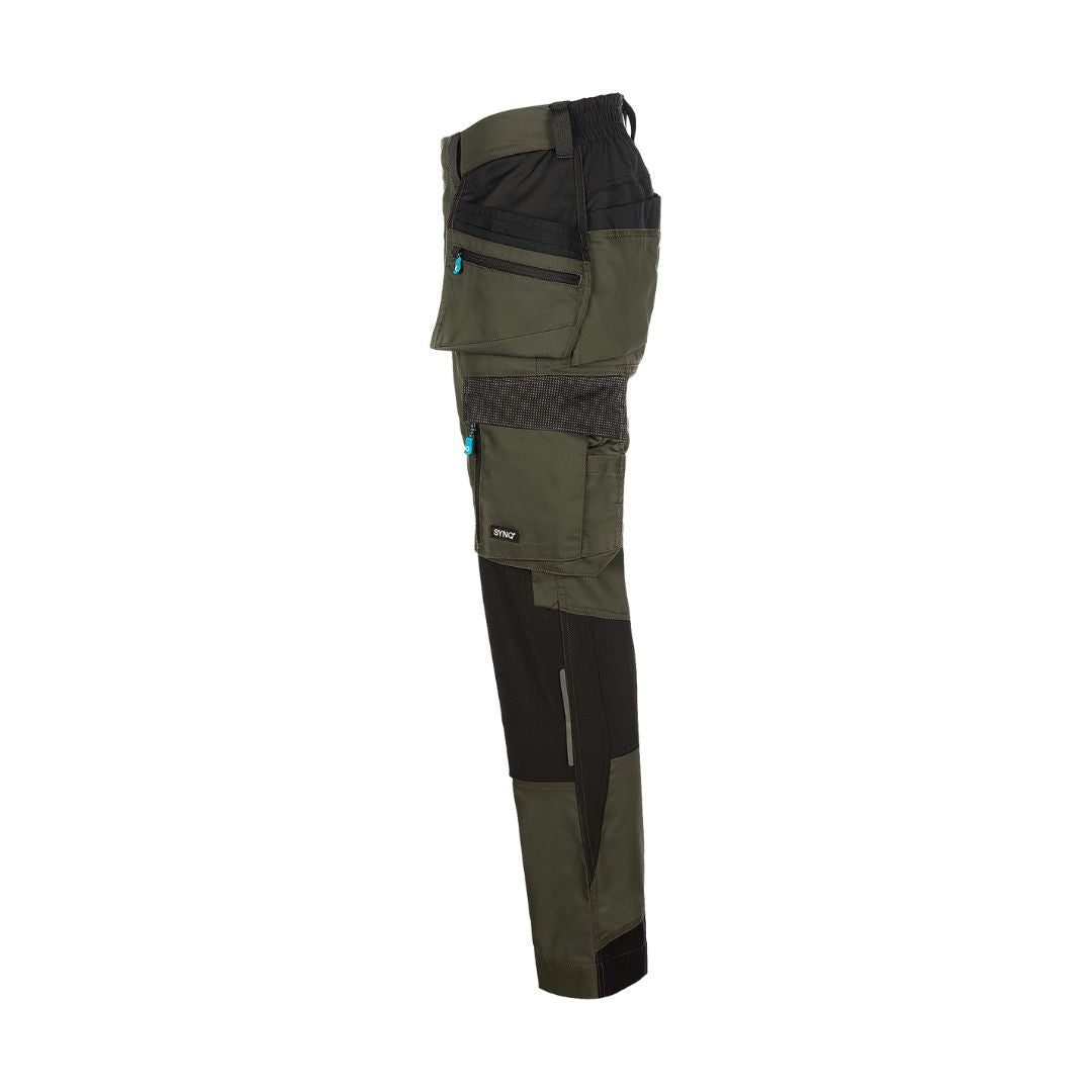 SYNQ® Qrowd Holster pocket trousers, stretch zones - Colours Red /Black or Khaki green/Black
