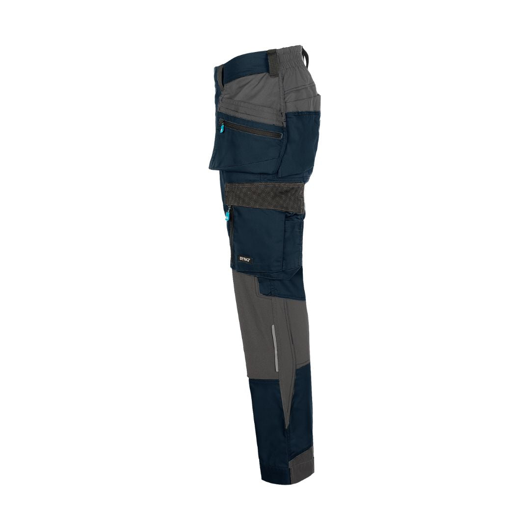 SYNQ® Qrowd Holster pocket trousers, stretch zones- Colours Petrol blue/Black or Navy /Anthracite grey