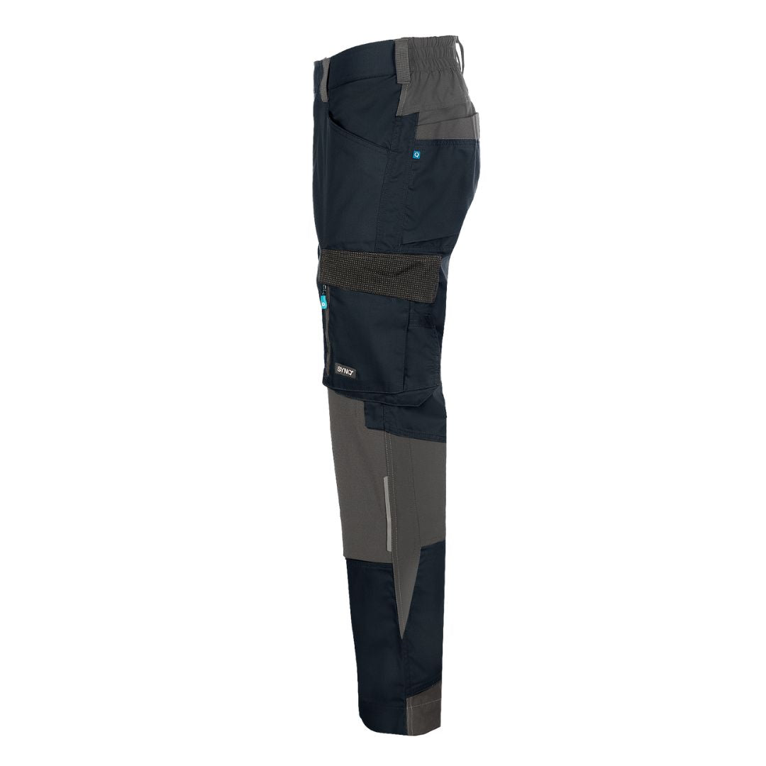 SYNQ® Sqoot Knee pocket trousers, stretch zones- Colours Petrol blue/Black or Navy /Anthracite grey