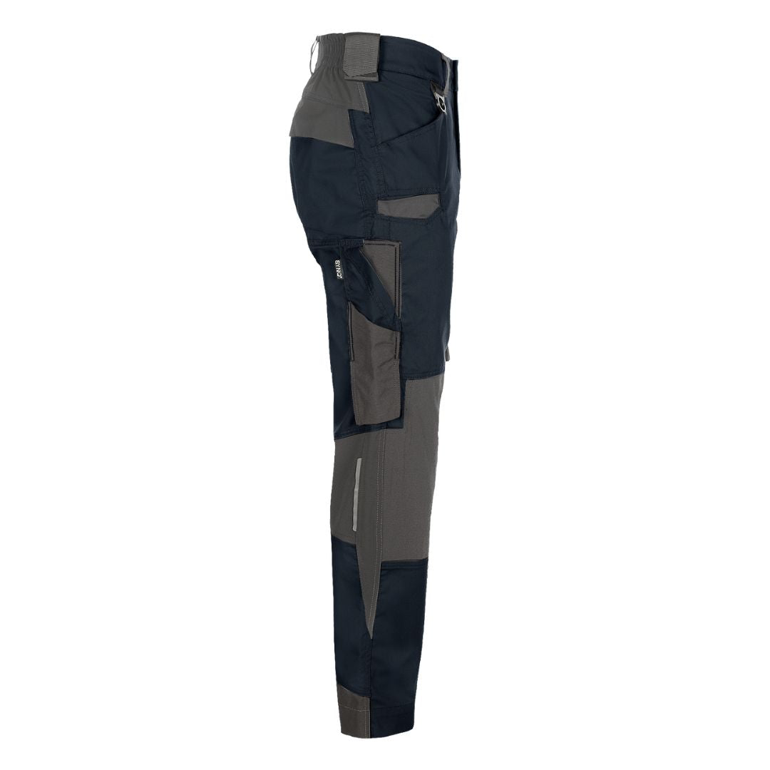 SYNQ® Sqoot Knee pocket trousers, stretch zones- Colours Petrol blue/Black or Navy /Anthracite grey