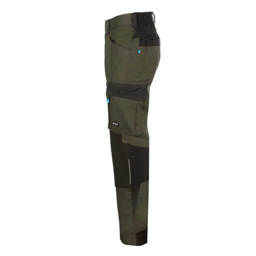 SYNQ® Sqoot Knee pocket trousers, stretch zones - Colours Red /Black or Khaki green/Black