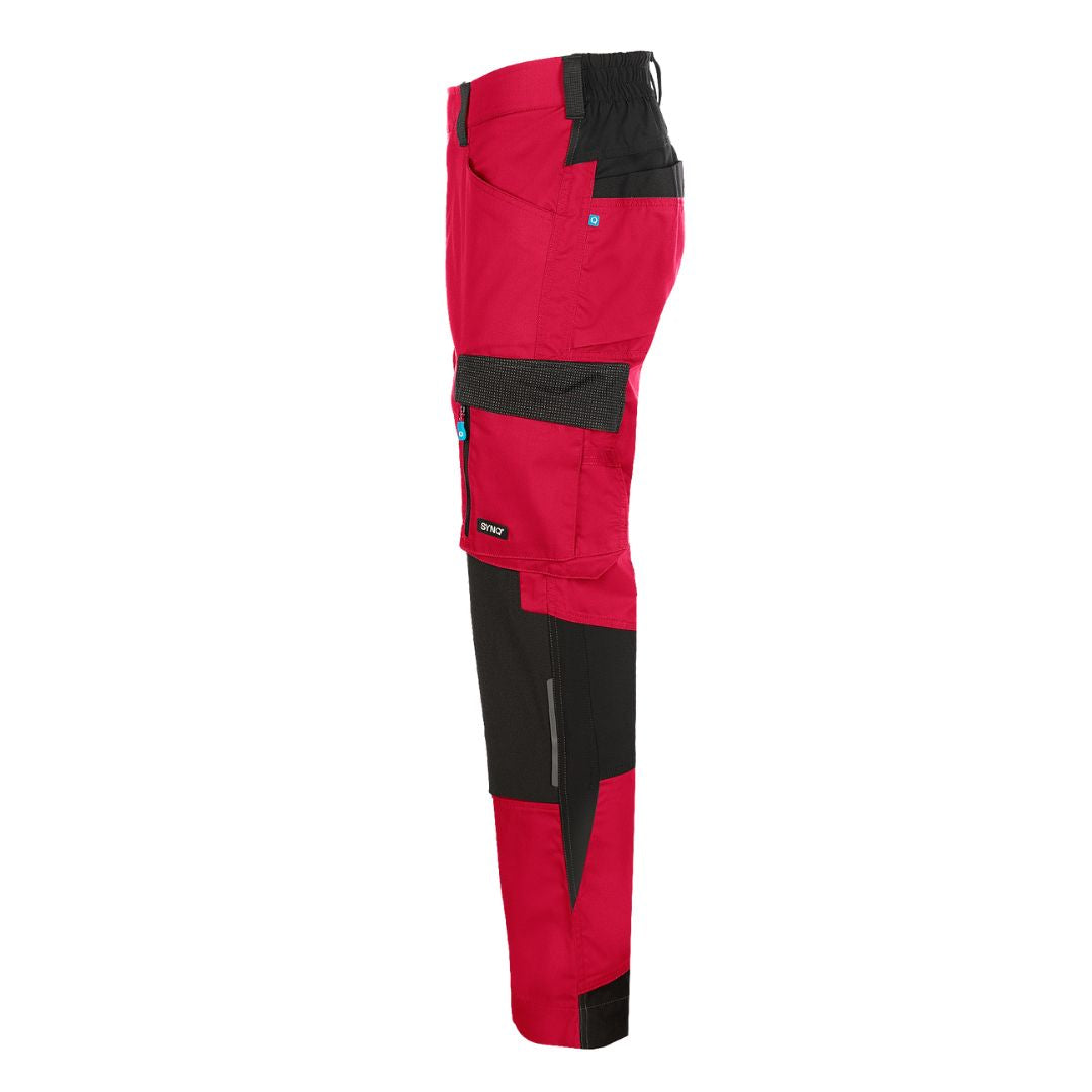 SYNQ® Sqoot Knee pocket trousers, stretch zones - Colours Red /Black or Khaki green/Black