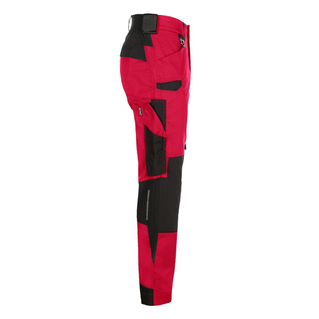 SYNQ® Sqoot Knee pocket trousers, stretch zones - Colours Red /Black or Khaki green/Black