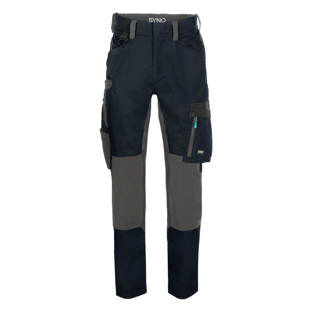 SYNQ® Sqoot Knee pocket trousers, stretch zones- Colours Petrol blue/Black or Navy /Anthracite grey