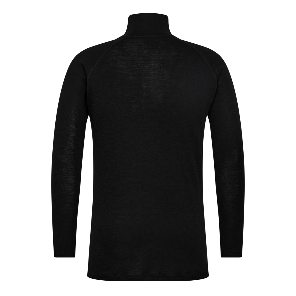 Thermal black wool undershirt with neck zip