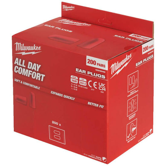 Milwaukee 200 Pairs Foam Ear Plugs Pack