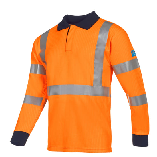 Sioen Lerby Orange Hi-vis polo shirt with Arc protection ELIM 4,9 cal/cm²