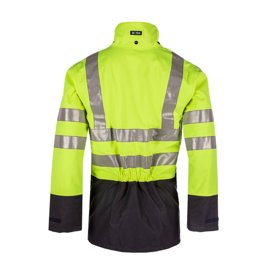 Sioen Nash Yellow/Navy Hi-vis rain jacket with ARC protection APTV 40.5 cal/cm²