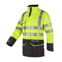 Nash Yellow/Navy Hi-vis rain jacket with ARC protection APTV 40.5 cal/cm²