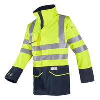 Riverton Yellow/Navy Hi-vis rain jacket with ARC protection APTV 40.5 cal/cm²