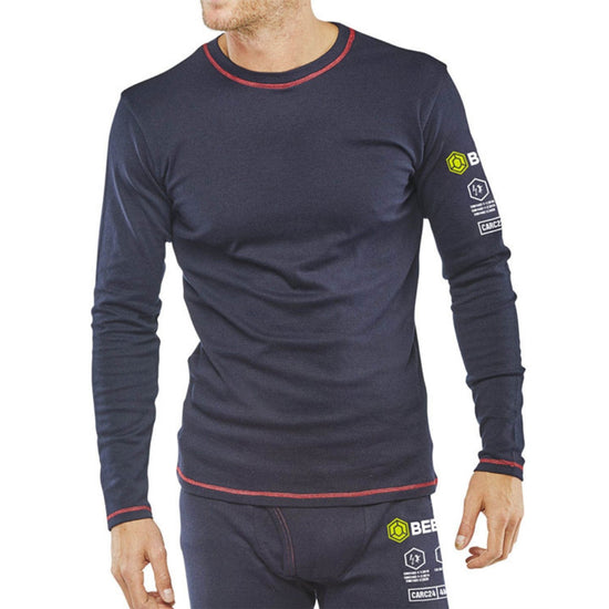 Beeswift Arc Compliant Long Sleeved T shirt Navy Blue EBT50 6.8 Cal/cm², ELIM 5.6 Cal/cm²