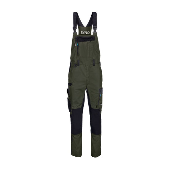 SYNQ® Qombi Bib & brace, stretch zones - Colours Khaki green/Black & Red/Black