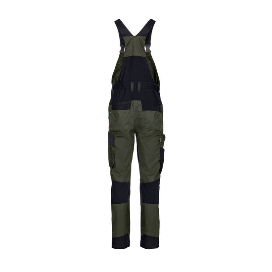 SYNQ® Qombi Bib & brace, stretch zones - Colours Khaki green/Black & Red/Black