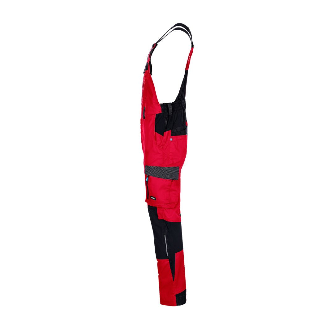 SYNQ® Qombi Bib & brace, stretch zones - Colours Khaki green/Black & Red/Black
