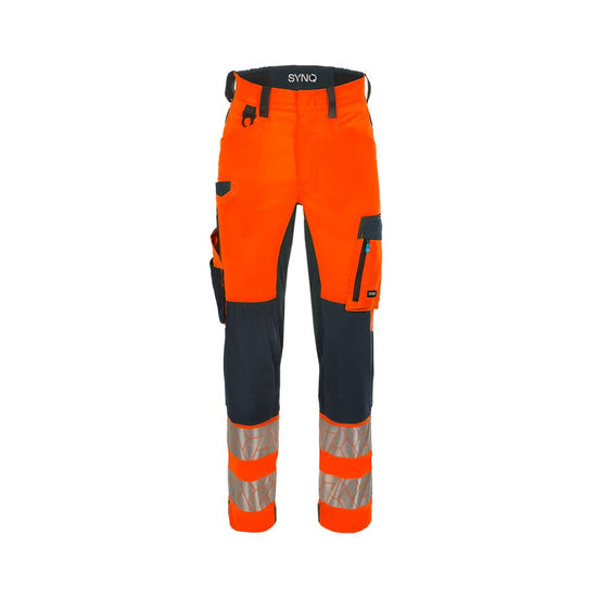 SYNQ® Nopaque - Knee pocket trousers, stretch zones, high-vis class 2, Red or Orange option