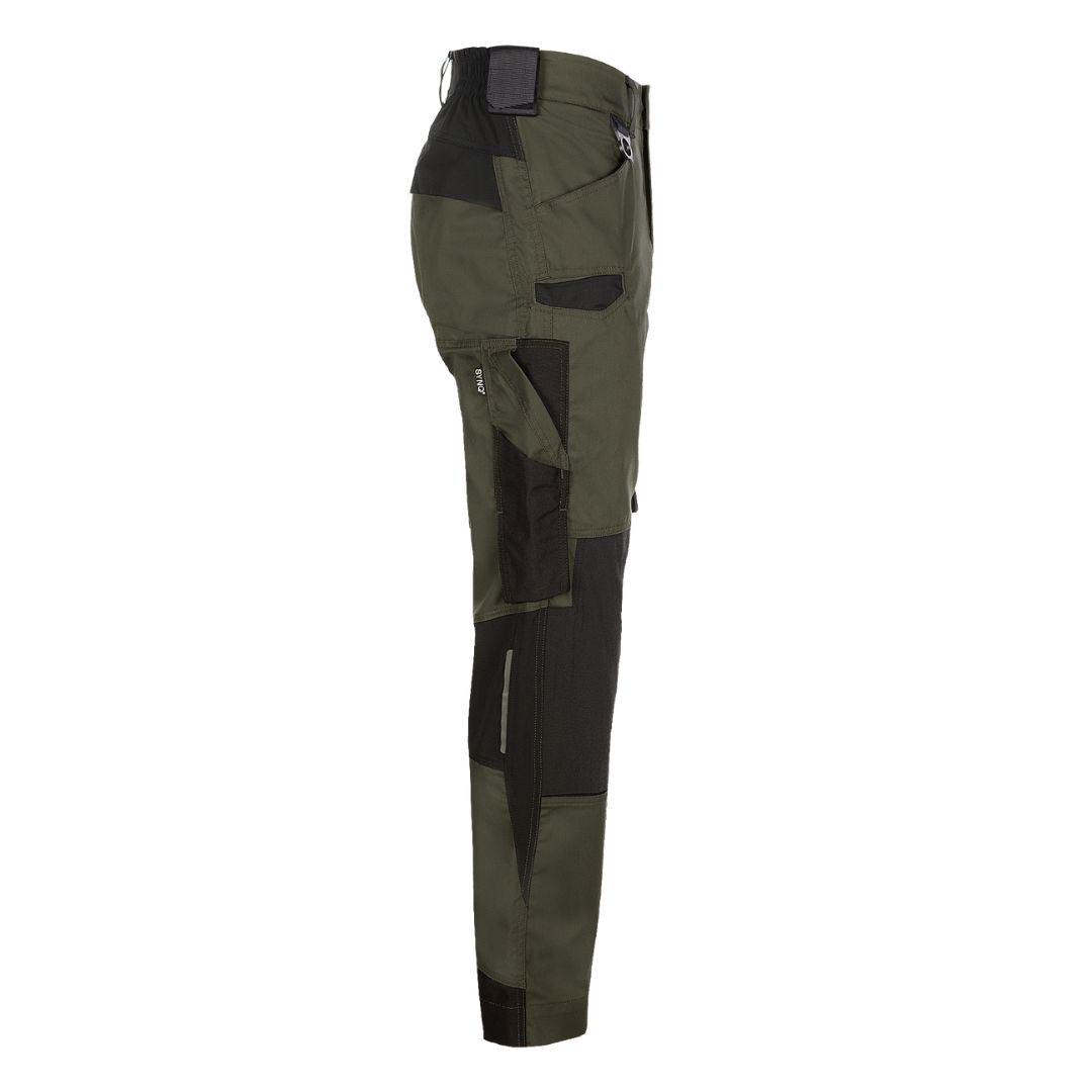 SYNQ® Sqoot Knee pocket trousers, stretch zones - Colours Red /Black or Khaki green/Black