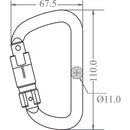 Aluminium Triple action-locking Karabiner - Keylock type